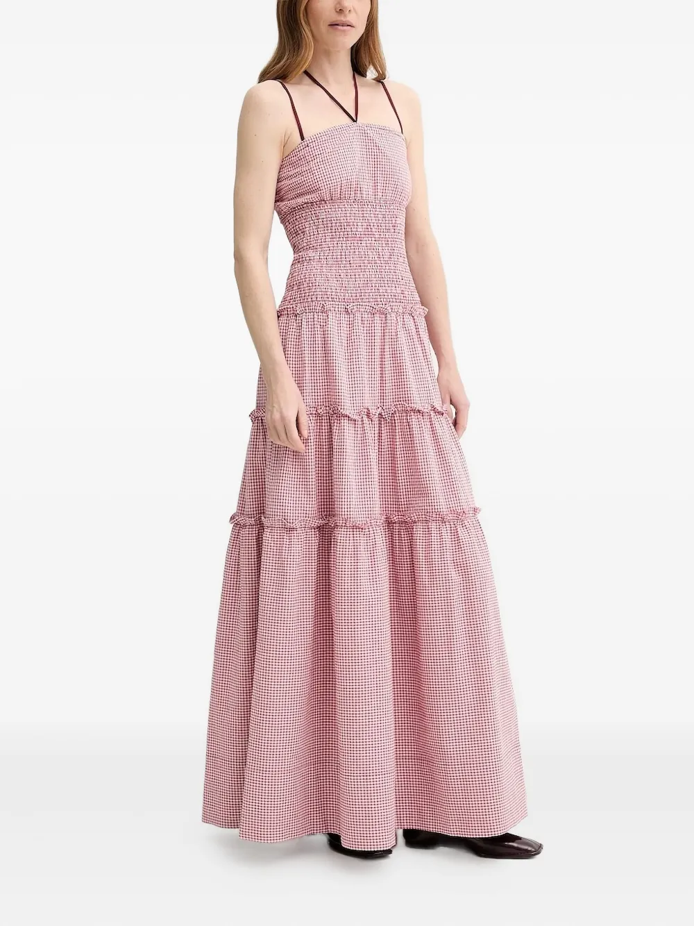 Alohas Gingham Smocked Maxi Dress In Multi