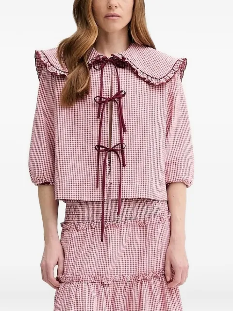 ALOHAS Airi gingham ruffled blouse