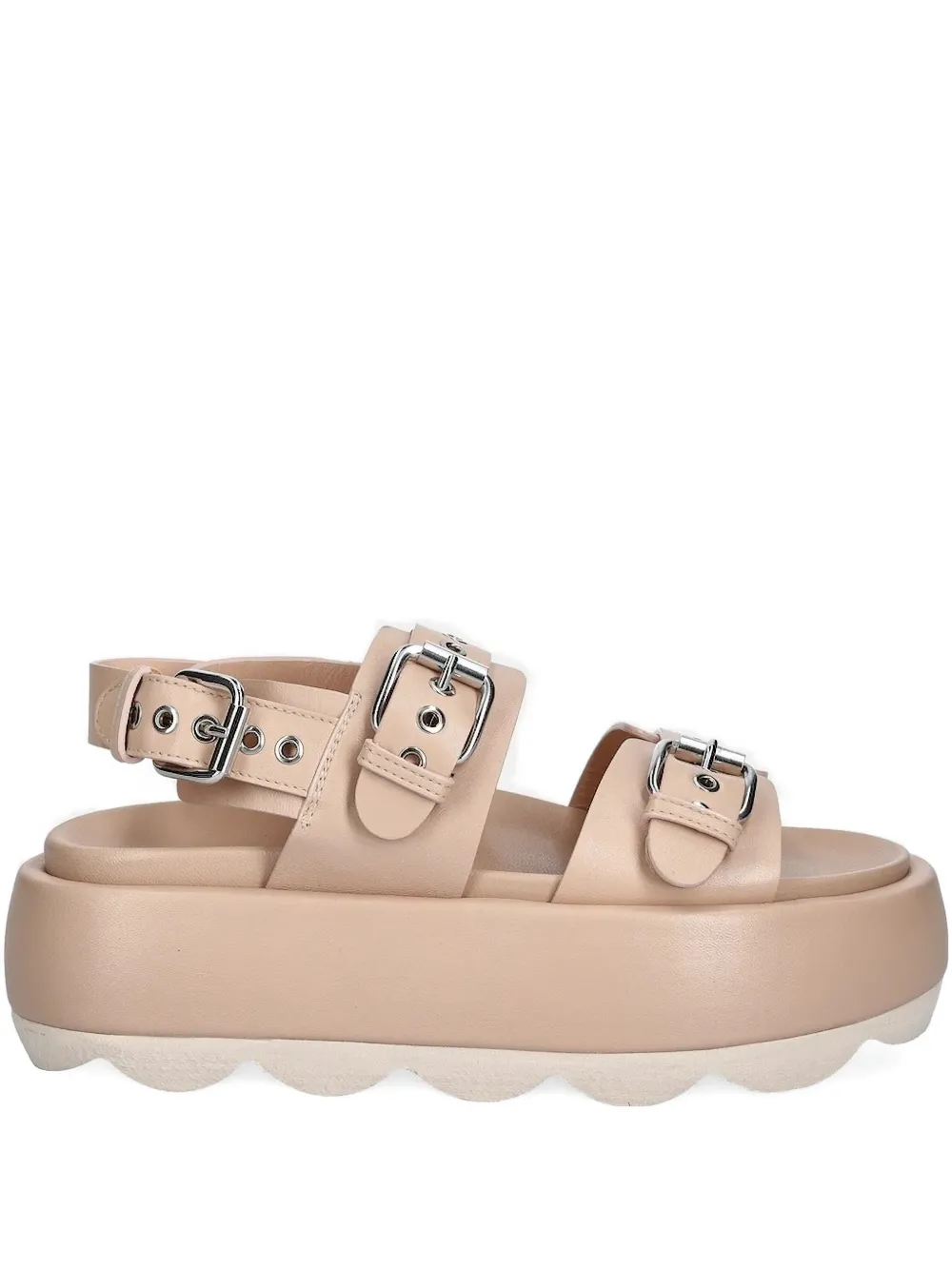 AGL Gwendoline sandalen met plateauzool en gesp Beige