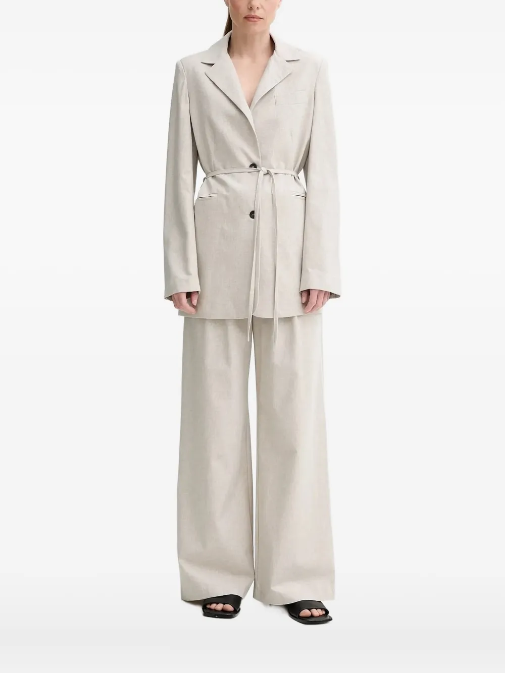 Alohas Belt-waist Single-breasted Blazer In Neutral