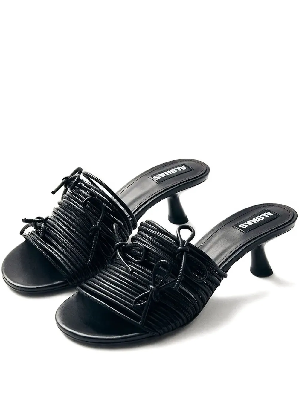 Alohas Knotted Leather Heeled Sandals In Black