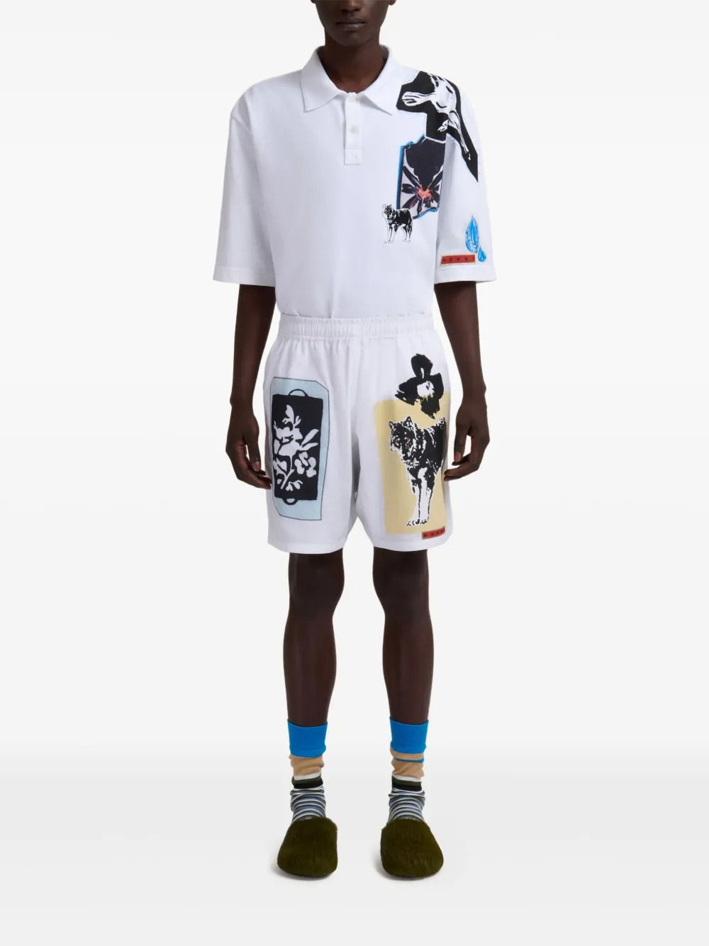 Marni Shorts met grafische print 00W01 WHITE