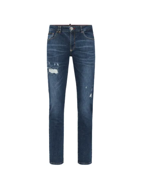 Philipp Plein destroyed super straight cut jeans