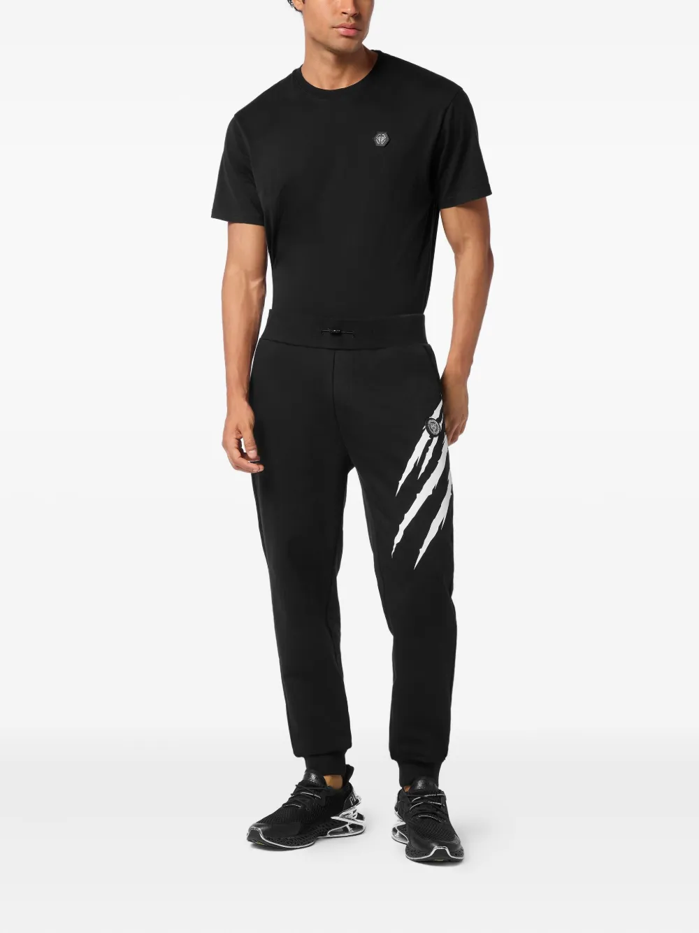 Plein Sport Katoenen joggingbroek met klauwprint - Zwart