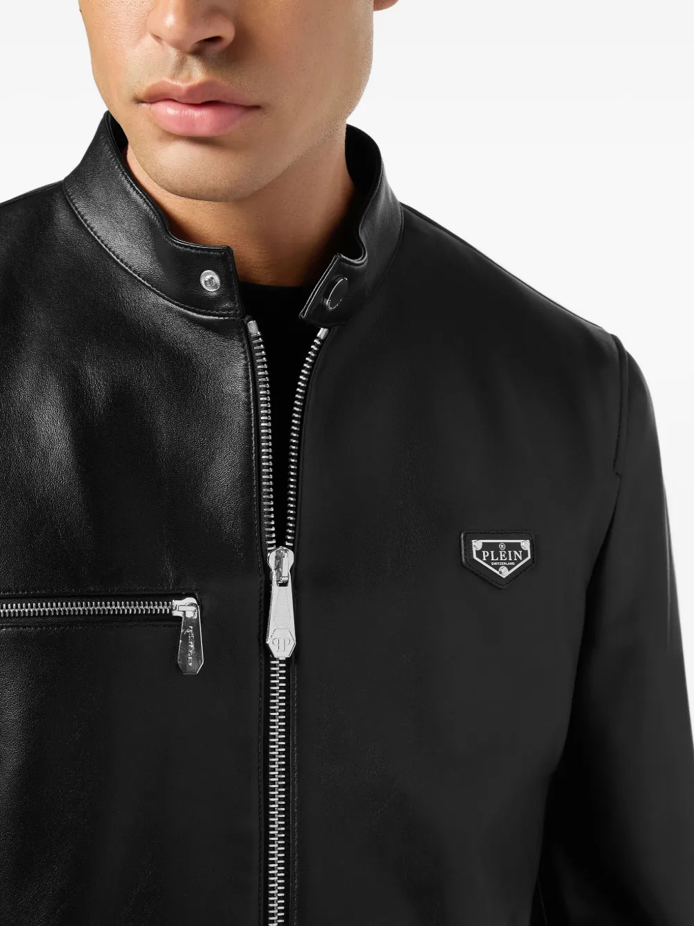Philipp Plein Leren jack Zwart
