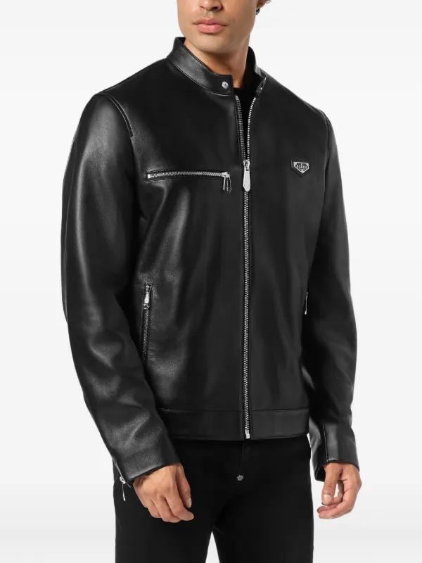 PLEIN レザージャケット サイズ1 Philipp Plein ジップアップ レザージャケット | ブラック | FARFETCH JP