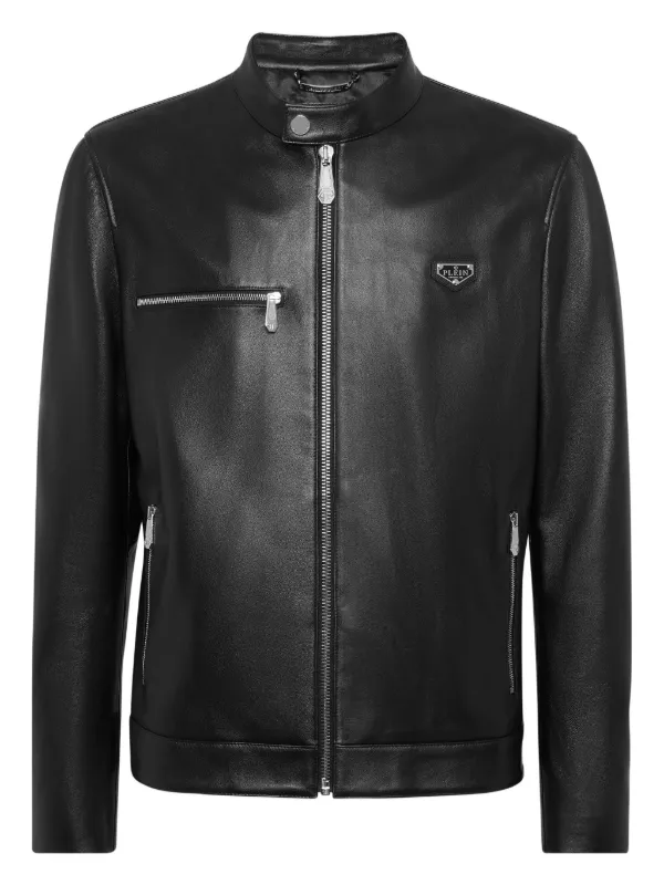 PLEIN レザージャケット サイズ1 Philipp Plein ジップアップ レザージャケット | ブラック | FARFETCH JP