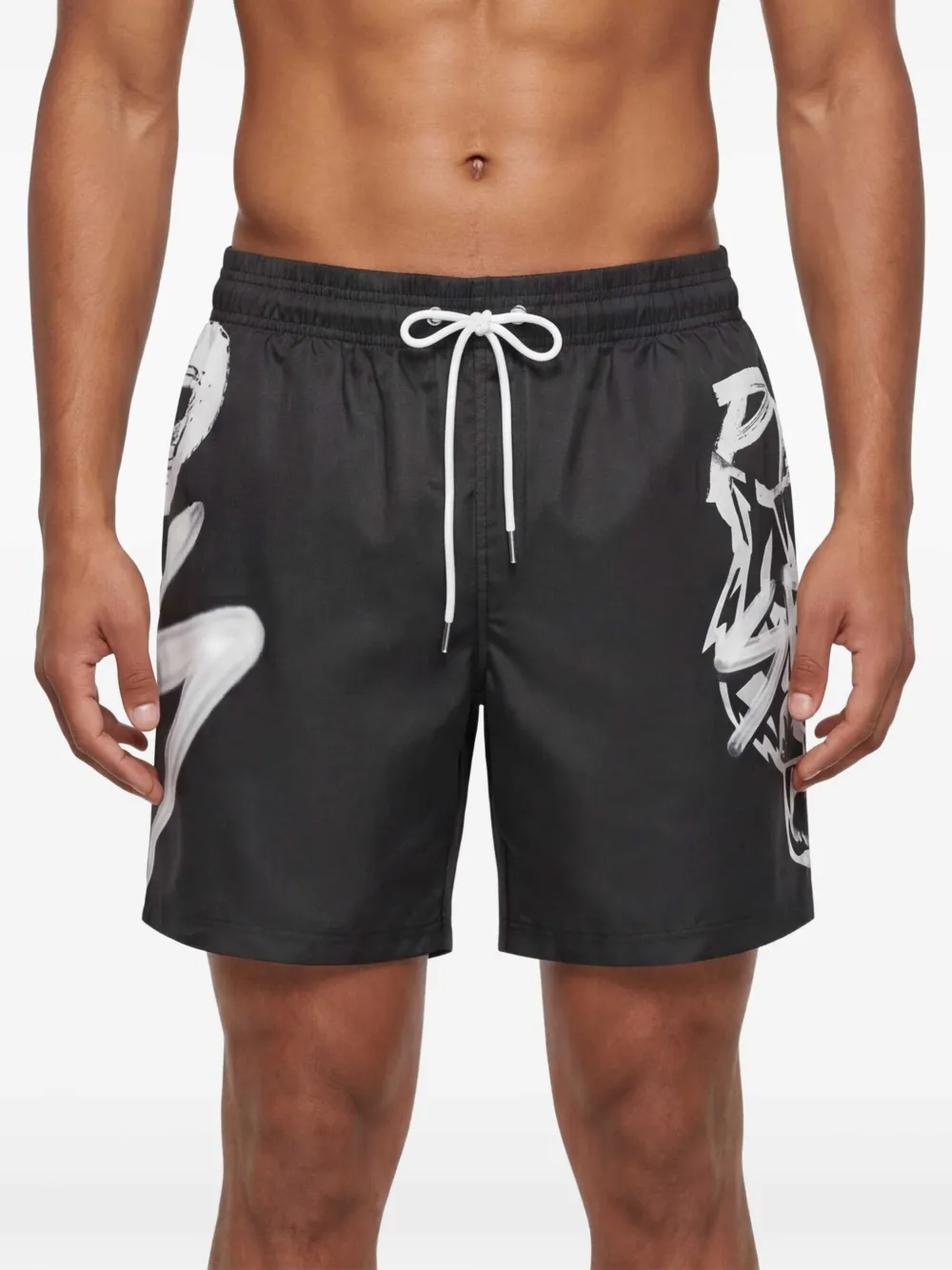 Plein Sport Zwembroek met grafische print Zwart