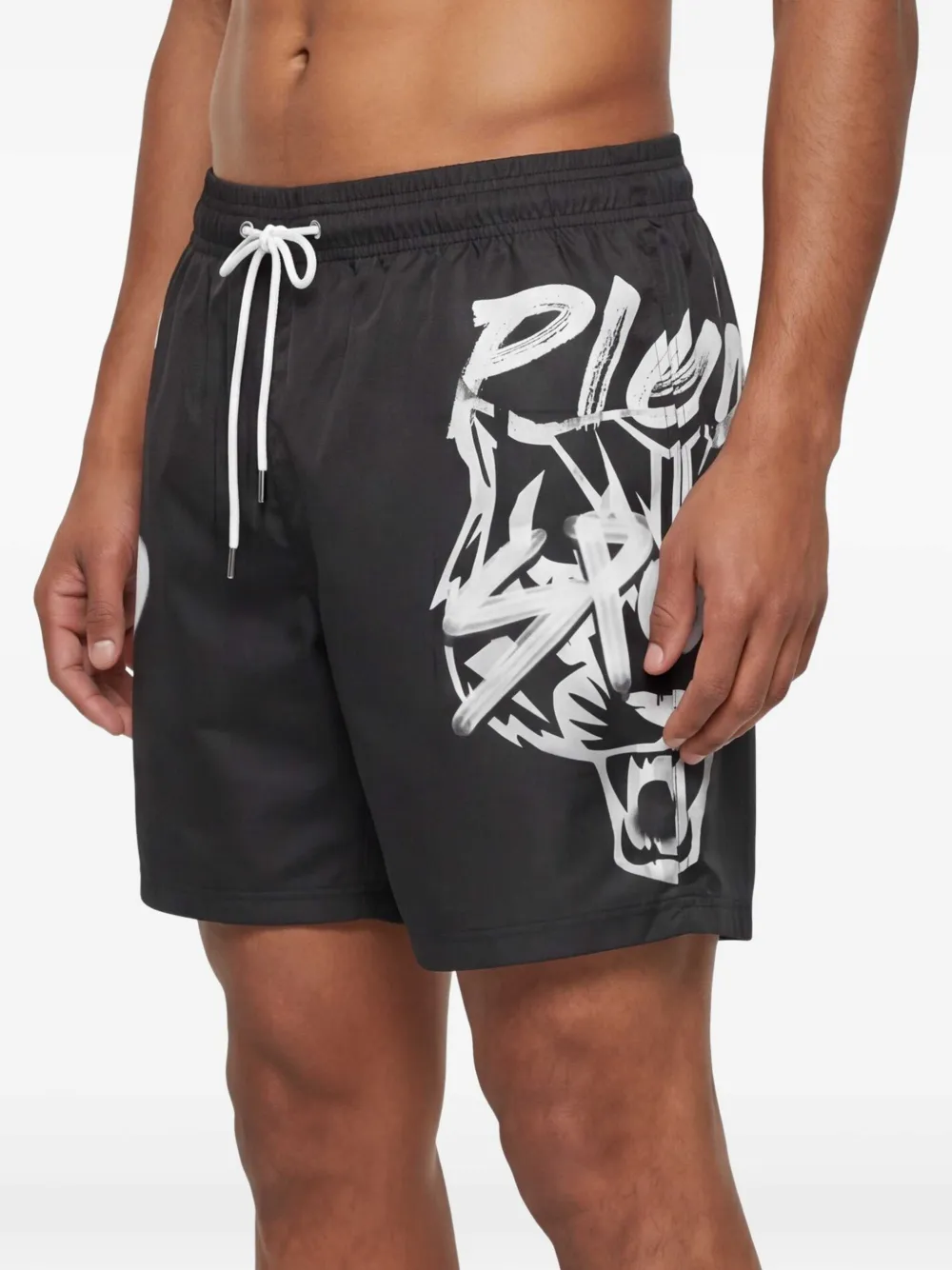 Plein Sport Zwembroek met grafische print Zwart