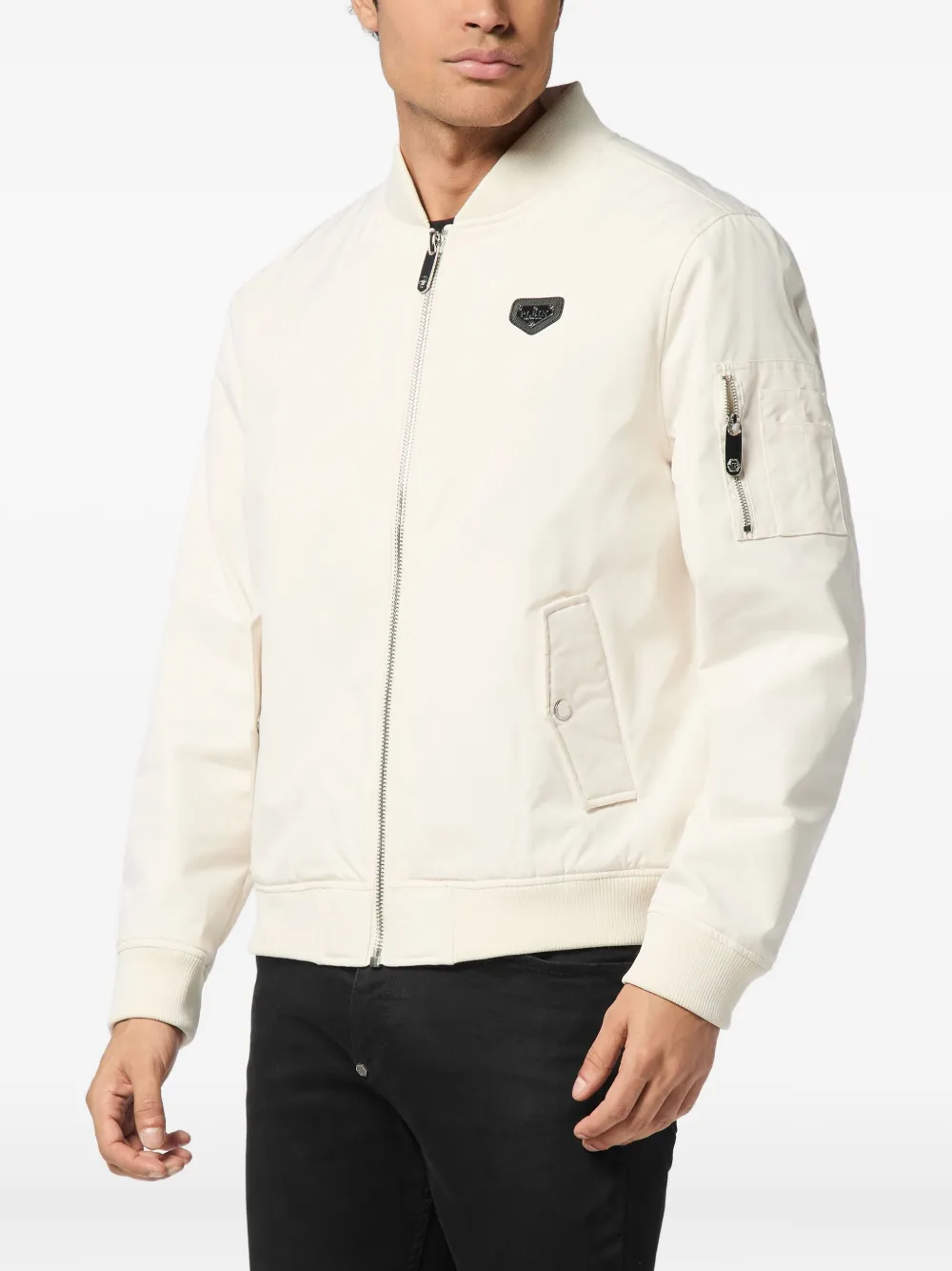 Philipp Plein Bomberjack met logoplakkaat Beige