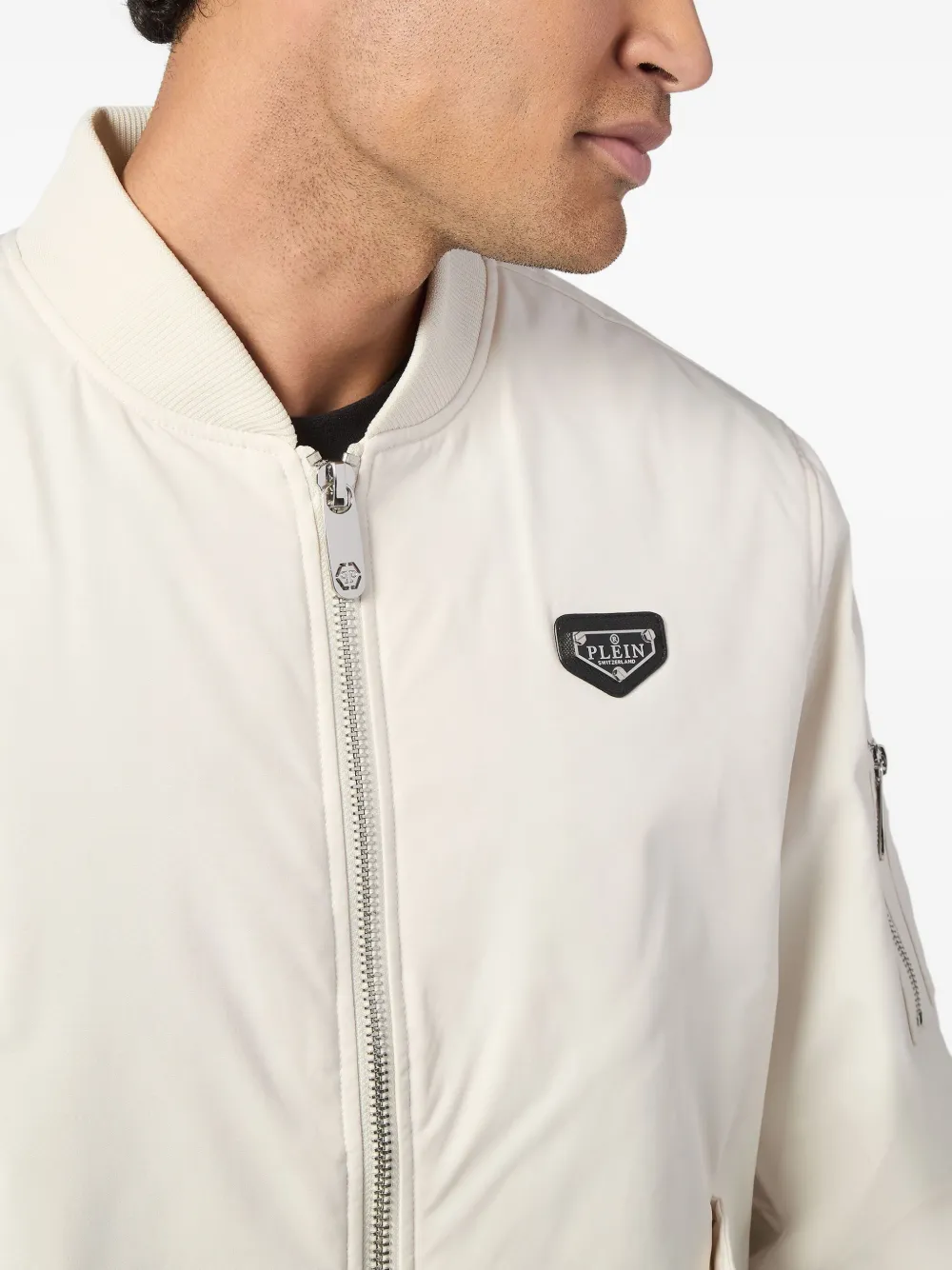 Philipp Plein Bomberjack met logoplakkaat Beige