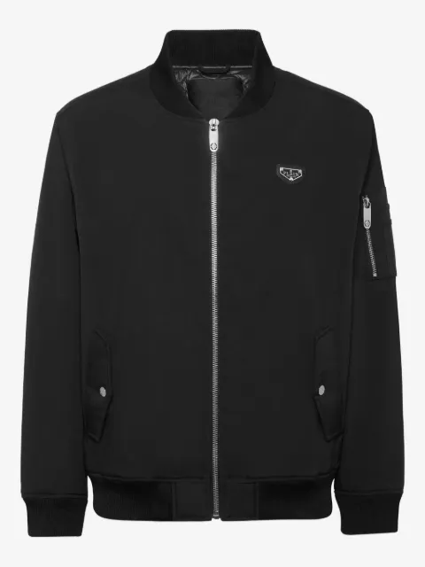 Philipp Plein chamarra bomber con placa del logo