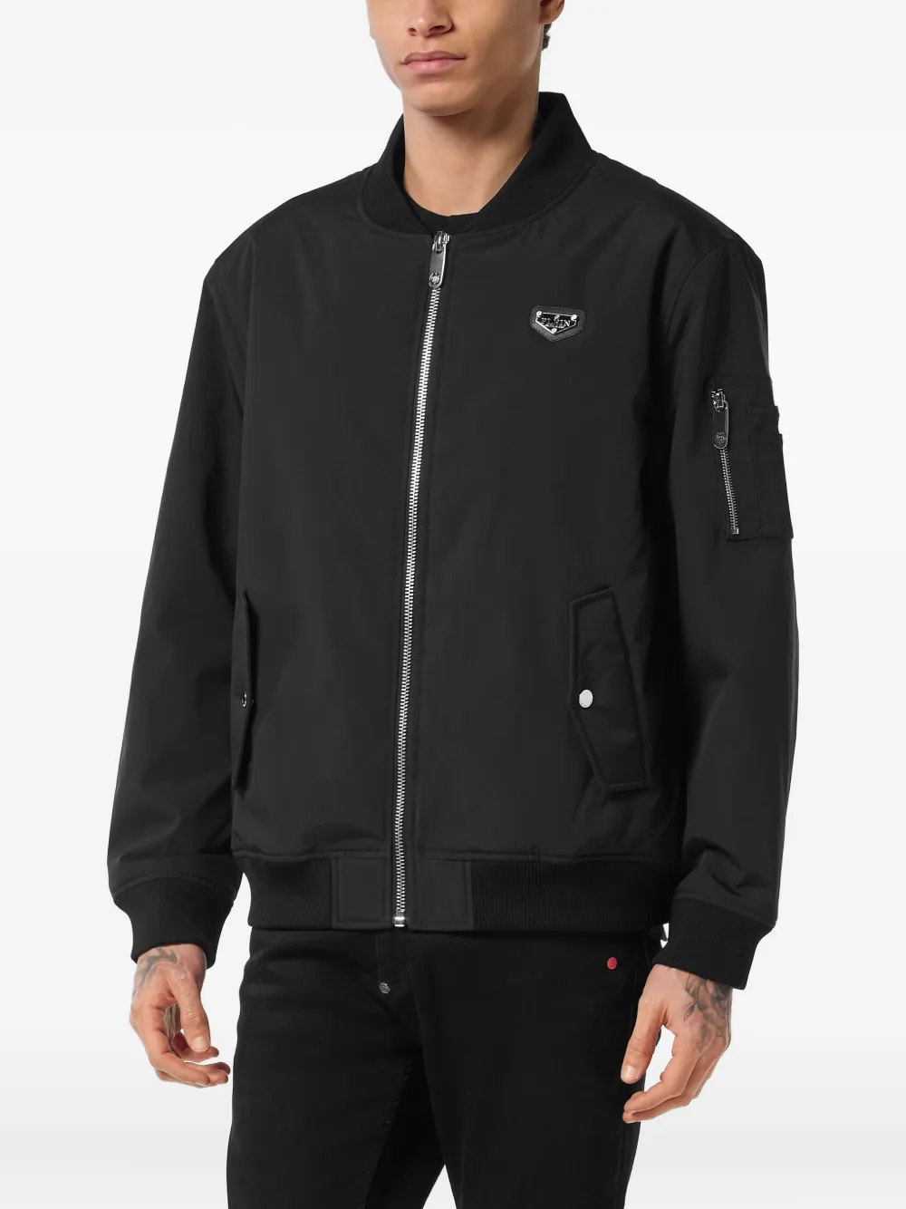 Philipp Plein Bomberjack met logoplakkaat Zwart