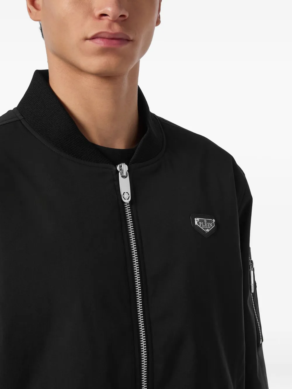 Philipp Plein Bomberjack met logoplakkaat Zwart