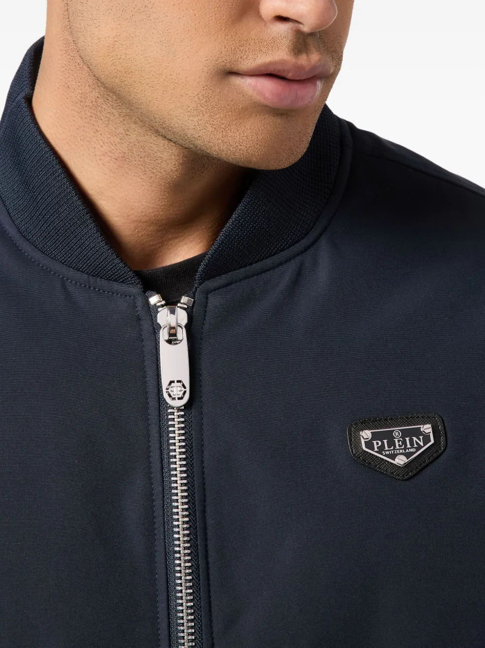 Philipp Plein Bomberjack met logoplakkaat Blauw