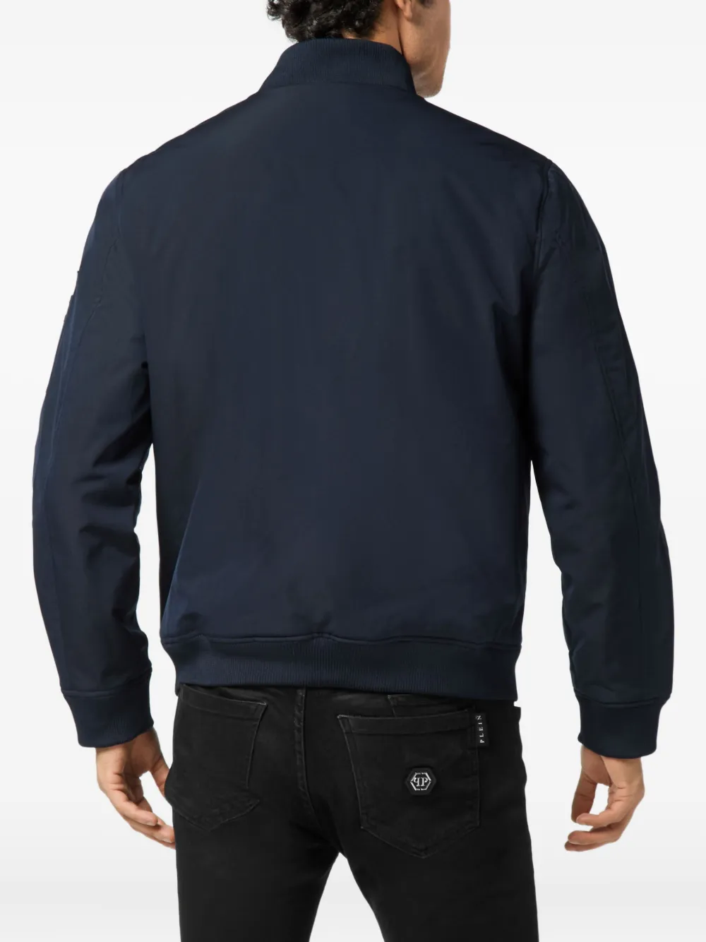 Philipp Plein Bomberjack met logoplakkaat Blauw