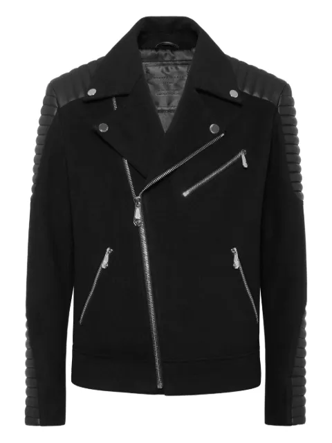 Philipp Plein chamarra biker de piel