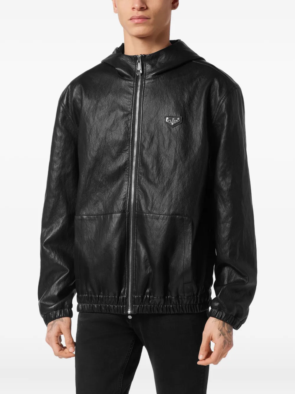 Philipp Plein Jack met capuchon en rits Zwart