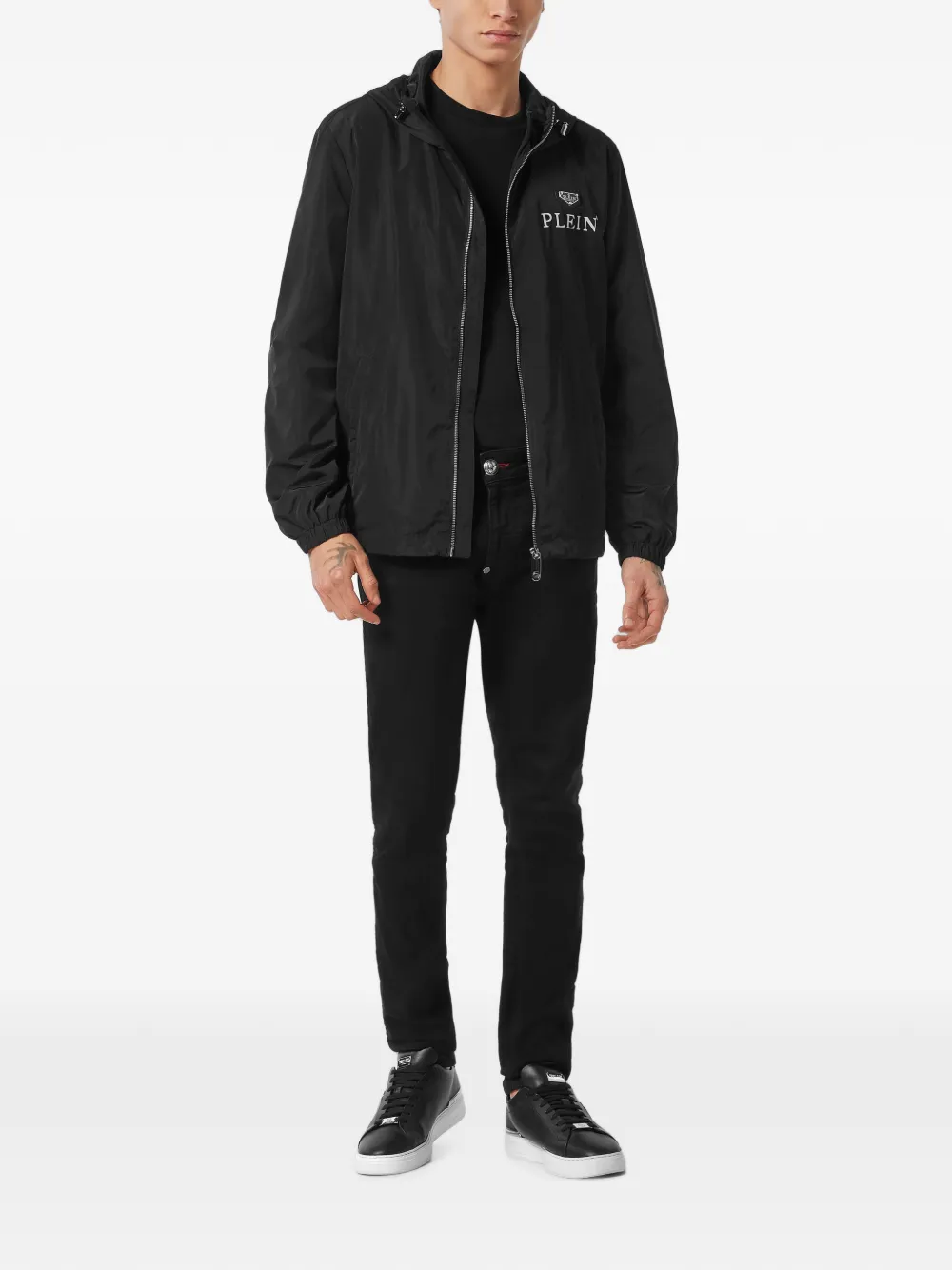 Philipp Plein Jack met capuchon en rits Zwart