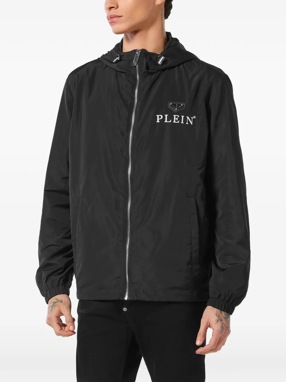 Philipp Plein Jack met capuchon en rits Zwart