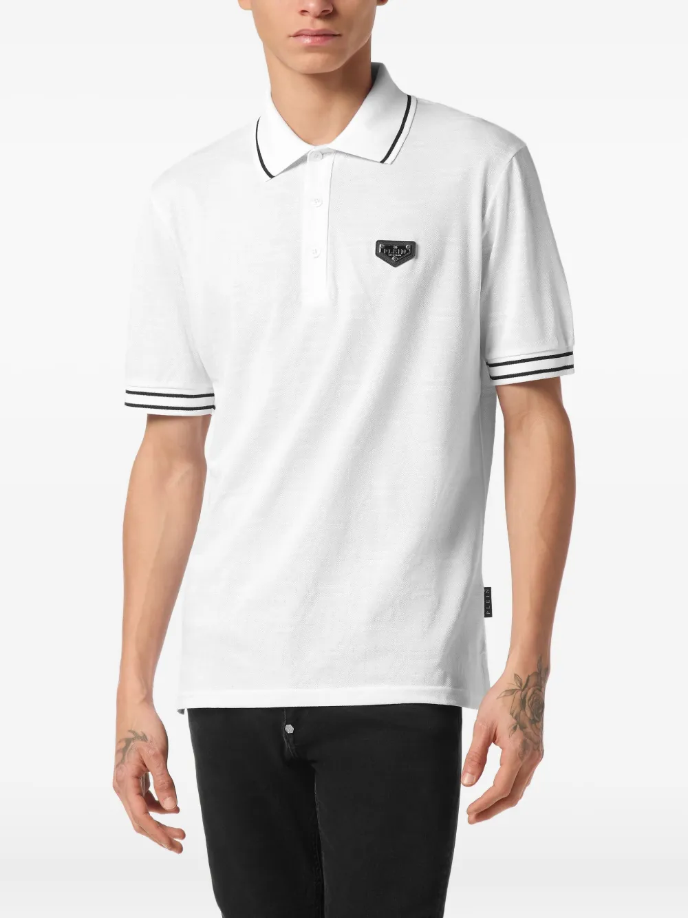 Philipp Plein Poloshirt met logoplakkaat Wit