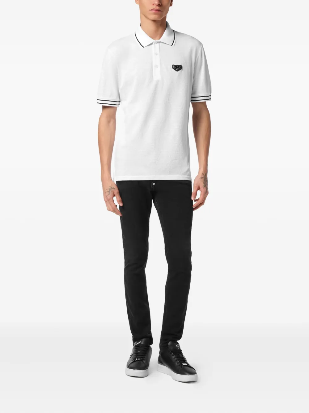 Philipp Plein Poloshirt met logoplakkaat - Wit