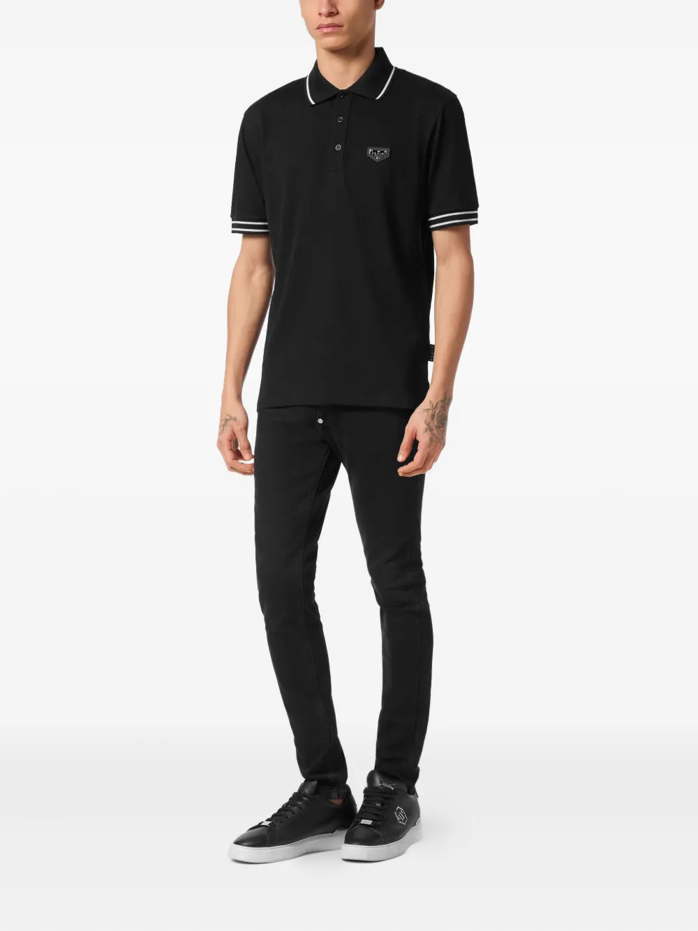 Philipp Plein Poloshirt met logoplakkaat - Zwart