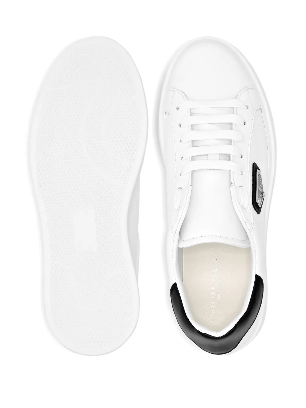 Philipp Plein logo-plaque leather trainers White