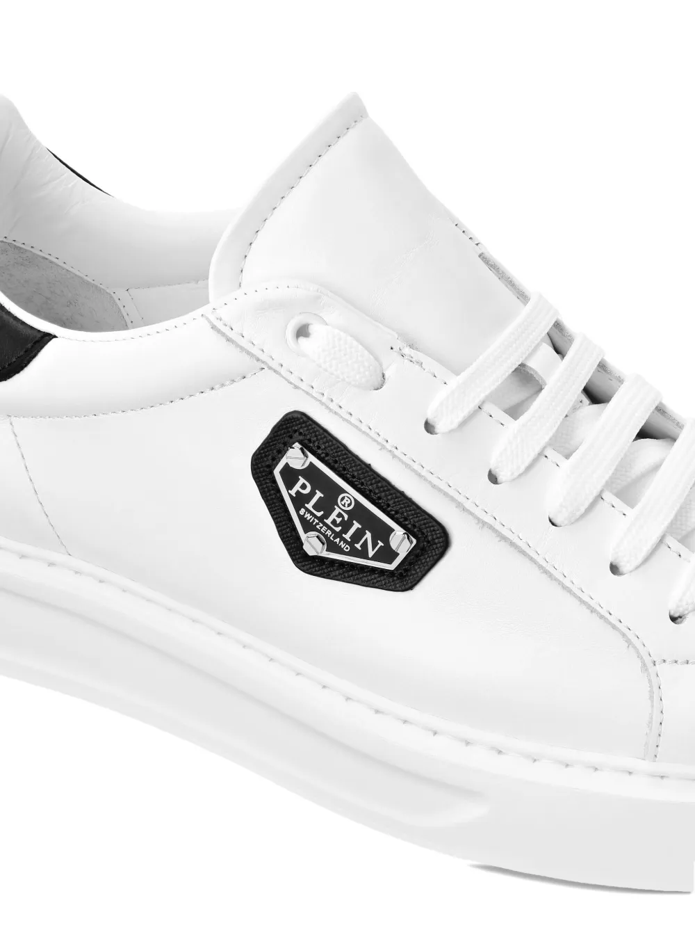 Philipp Plein logo-plaque leather trainers White