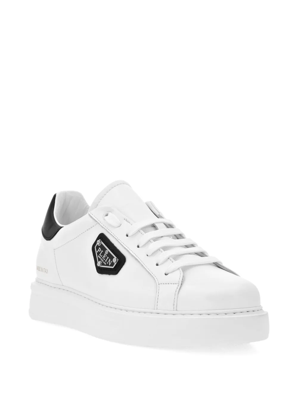 Philipp Plein logo-plaque leather trainers White