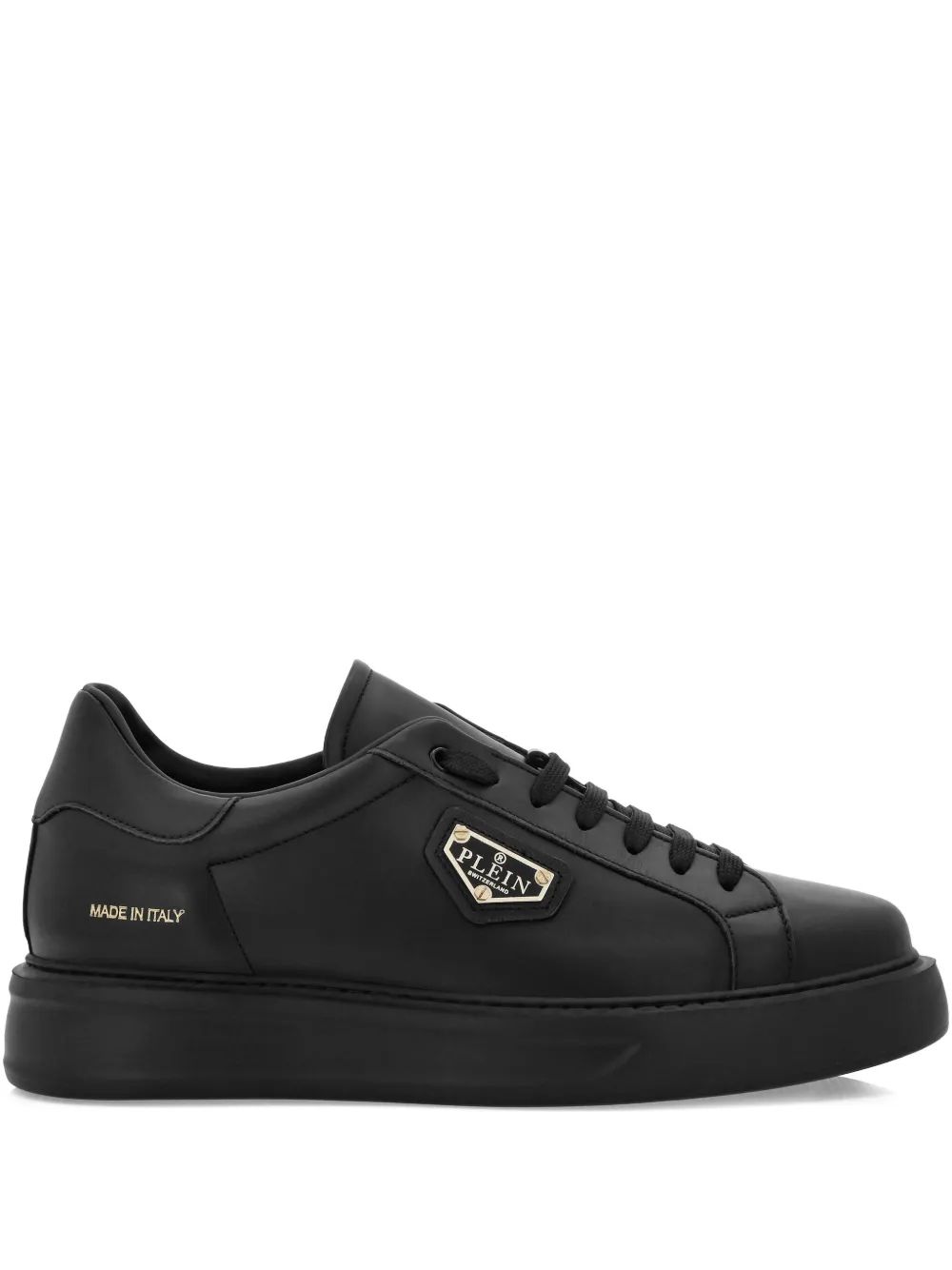 Philipp Plein logo-plaque leather trainers Black