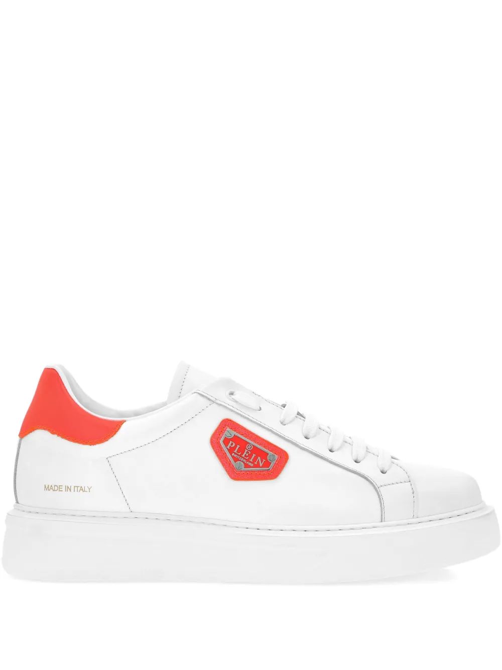 Philipp Plein logo-plaque leather sneakers White