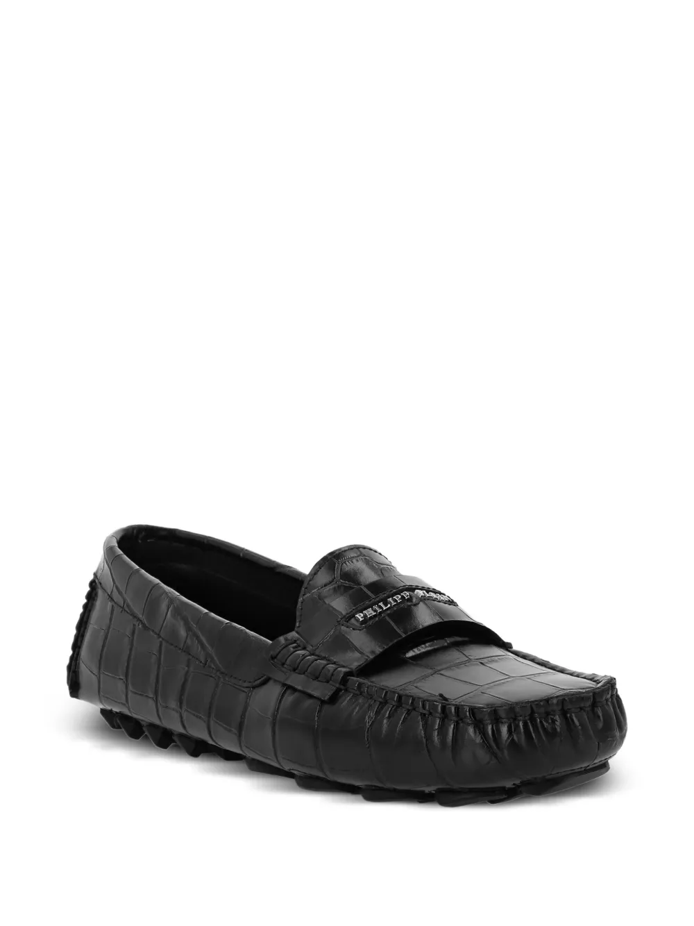 Philipp Plein Loafers met krokodillen-reliëf - Zwart