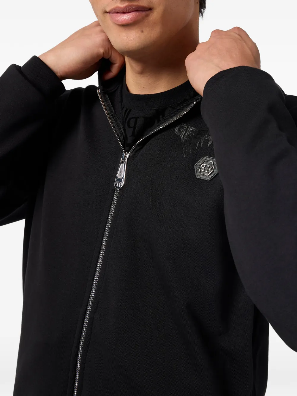 Philipp Plein Hoodie met rits Zwart