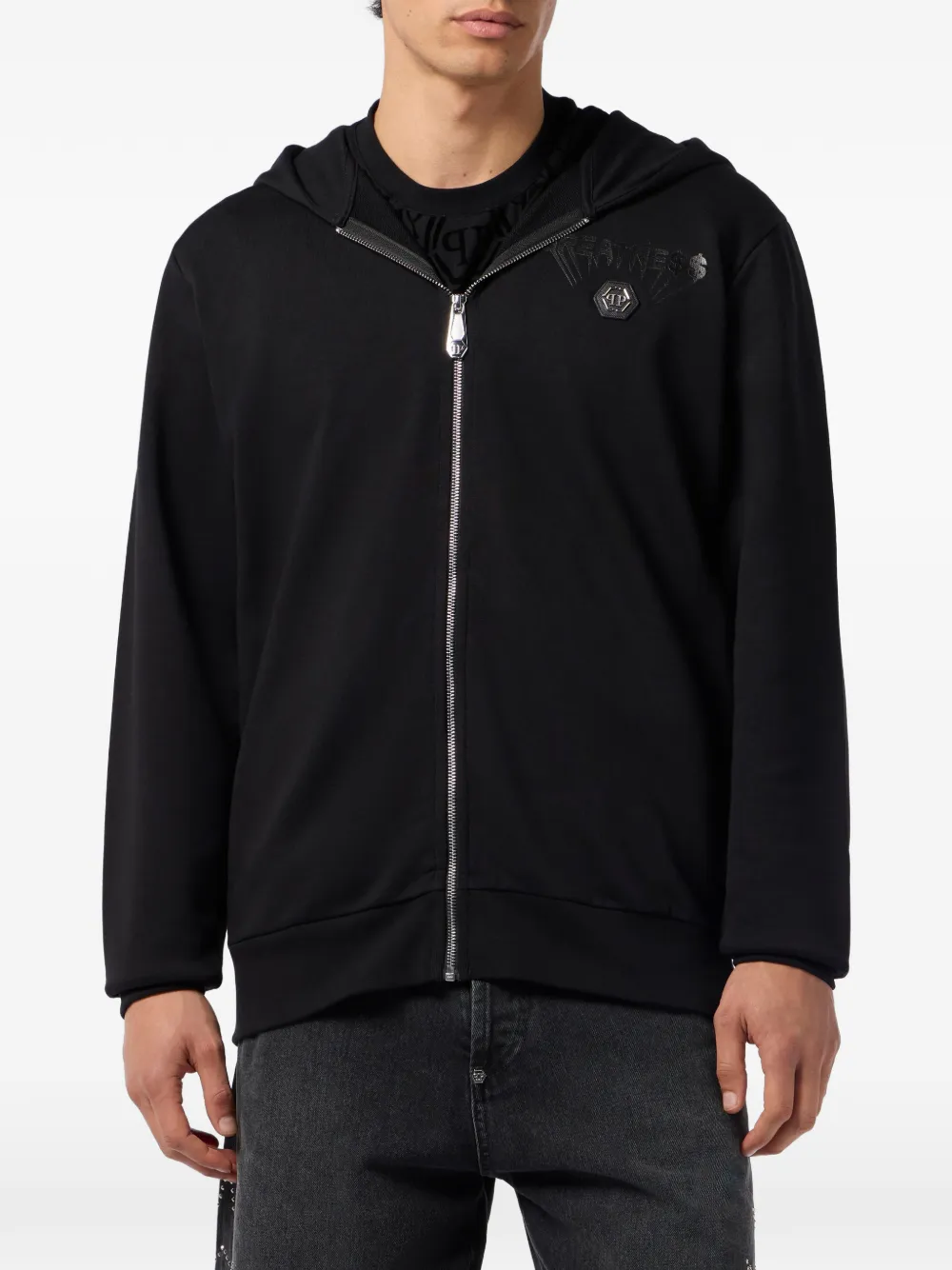 Philipp Plein Hoodie met rits Zwart