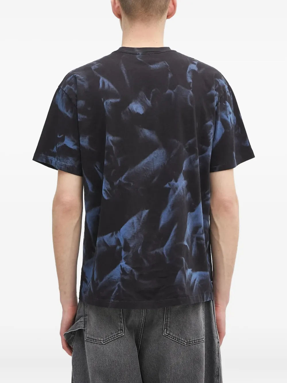 Aries Skull Rose T-shirt met tie-dye print Blauw