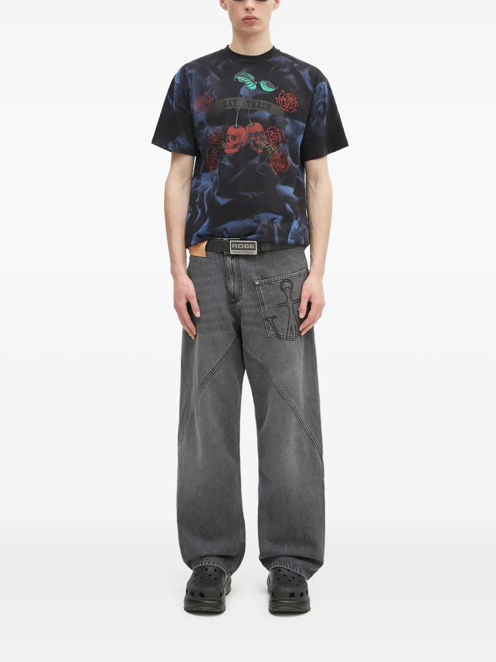 Aries skull rose tie-dye T-shirt | Blue | Image 1