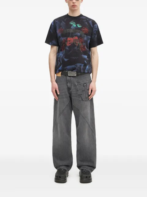 Aries skull rose tie-dye T-shirt