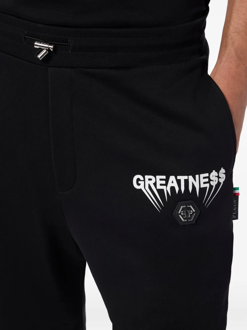 Philipp Plein Fleece shorts met logo Zwart