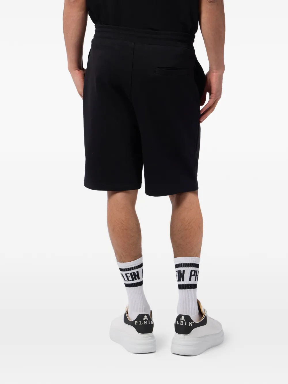 Philipp Plein Fleece shorts met logo Zwart