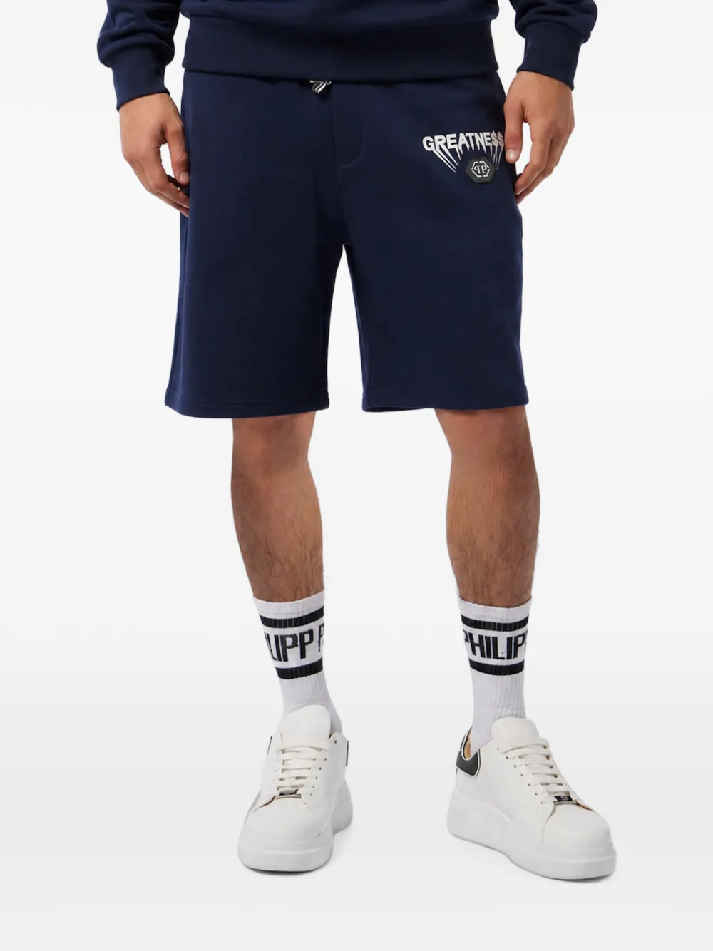 Philipp Plein Greatness fleece shorts Blauw