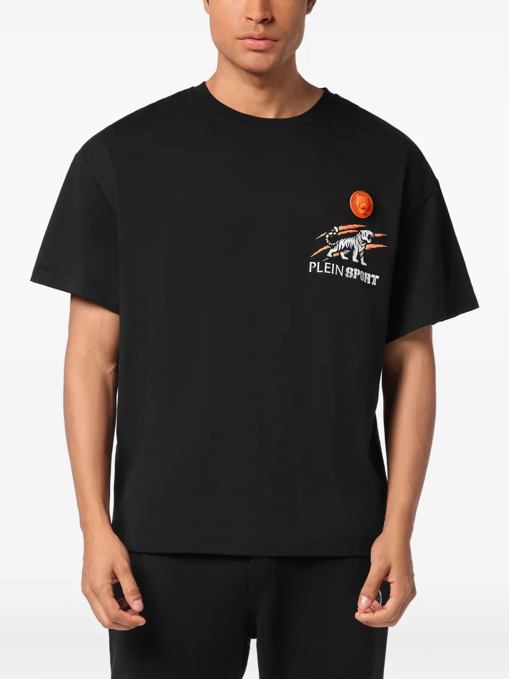 Plein Sport T-shirt met ronde hals met print - Zwart