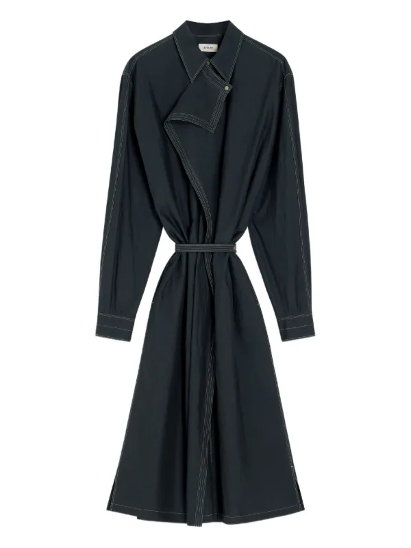 LEMAIRE アシンメトリーネック シルクブレンド ミディドレス LEMAIRE アシンメトリーパネル ドレス | グレー | FARFETCH JP