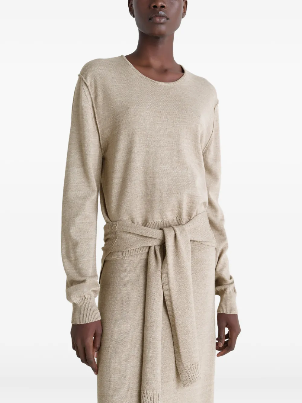 Lemaire Trompe L'oeil Wool Jumper In Neutral