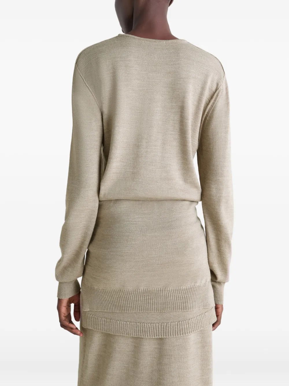 Lemaire Trompe L'oeil Wool Jumper In Neutral