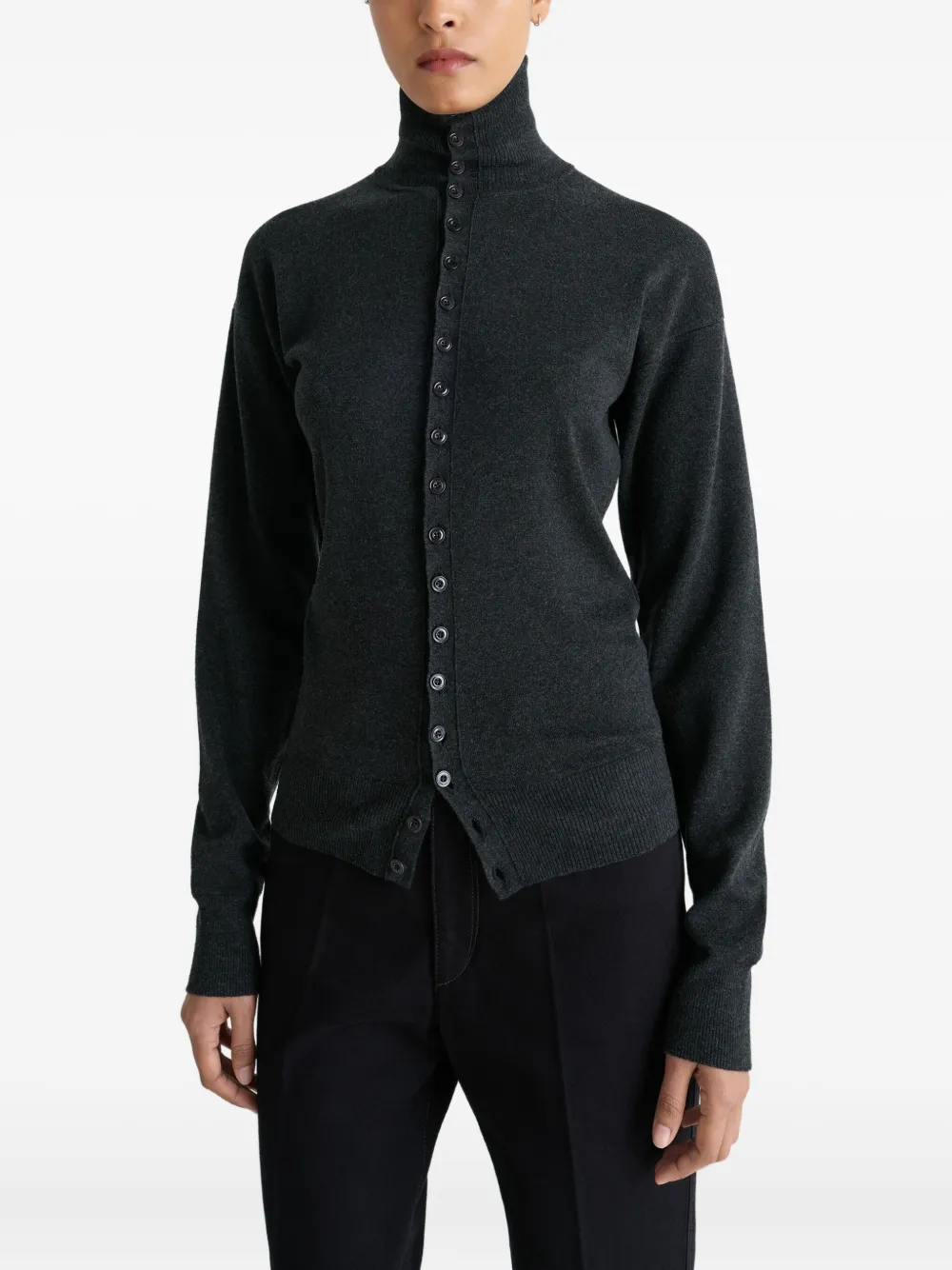 Lemaire High-neck Buttoned Cardigan In Gray