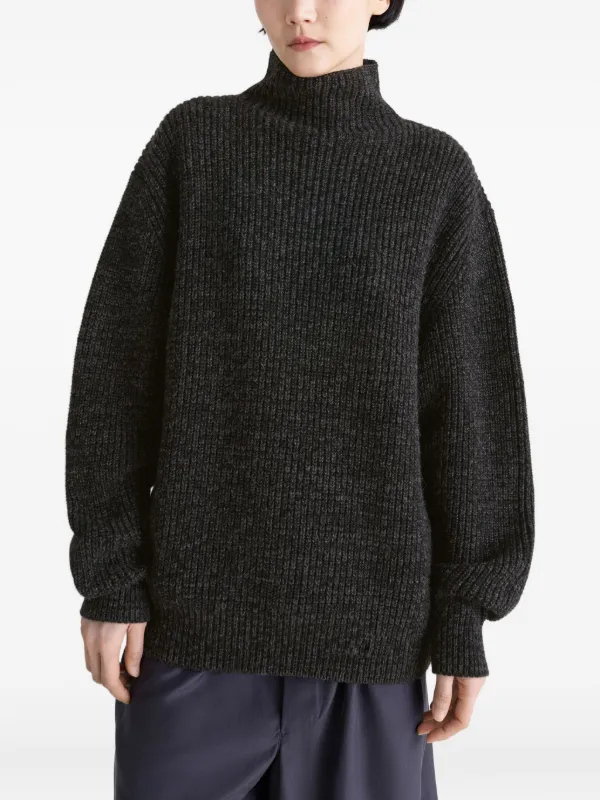 LEMAIRE high-neck Ribbed Sweater | Black | FARFETCH