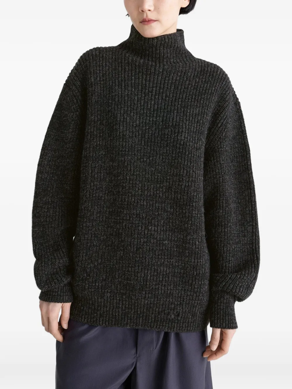 LEMAIRE high-neck ribbed sweater - Black