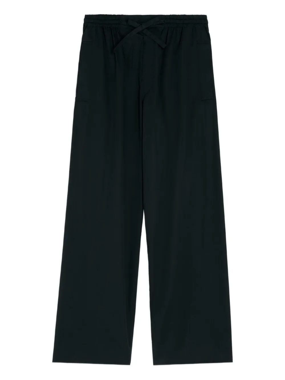 elasticated-waist cotton straight-leg trousers