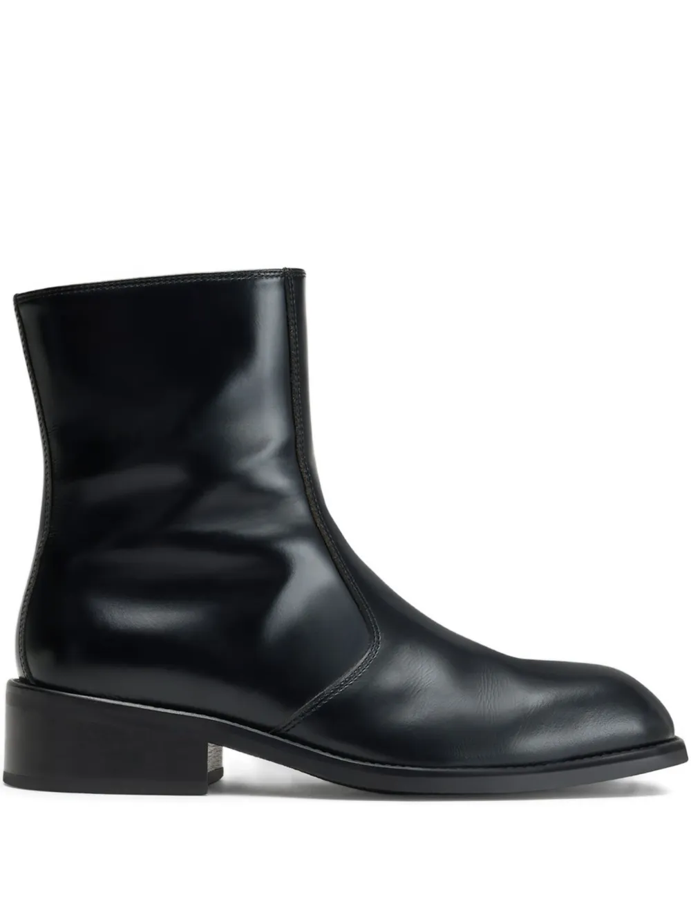 Lemaire Square-toe Boots In Black